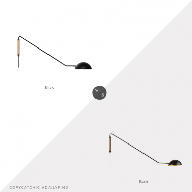 Daily Find: Stuff by Andrew Neyer Swing Dome Light vs. CB2 Mantis Swivel Wall Sconce Black, black swing arm sconce look for less, copycatchic luxe living for less, budget home decor and design, daily finds, home trends, sales, budget travel and room redos