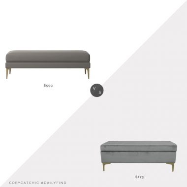 Daily Find: West Elm Andes Bench vs. Wayfair Wadlington Upholstered Bench, gray velvet bench look for less, copycatchic luxe living for less, budget home decor and design, daily finds, home trends, sales, budget travel and room redos