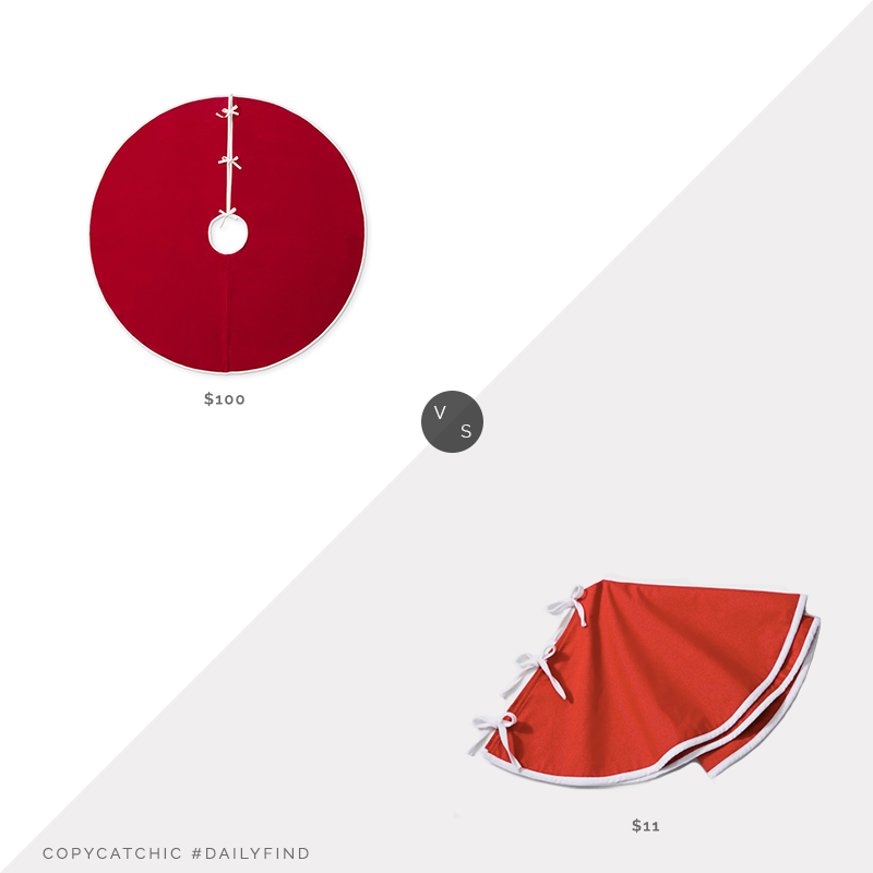 Daily Find: Williams Sonoma Velvet Tree Skirt 64" vs. Target Reversible Christmas Tree Skirt 34", red tree skirt look for less, copycatchic luxe living for less, budget home decor and design, daily finds, home trends, sales, budget travel and room redos
