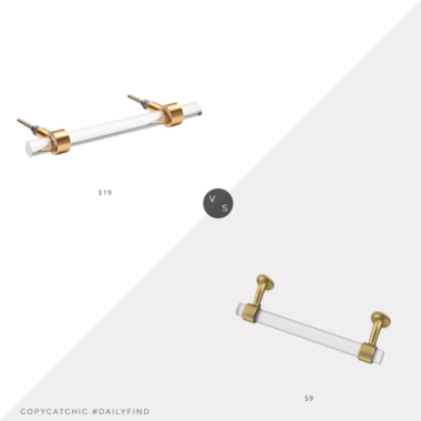 Daily Find: CB2 Brass and Acrylic Handle vs. Home Depot Liberty Floating Glass Drawer Pull, acrylic pull look for less, copycatchic luxe living for less, budget home decor and design, daily finds, home trends, sales, budget travel and room redos