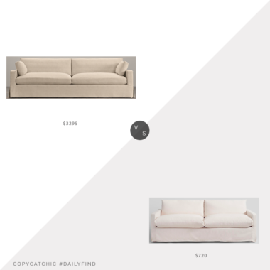 Daily Find: Restoration Hardware Belgian Track Arm Slipcovered-Two-Cushion Sofa vs. World Market Ivory Feather Filled Brynn Sofa, RH sofa look for less, copycatchic luxe living for less, budget home decor and design, daily finds, home trends, sales, budget travel and room redos