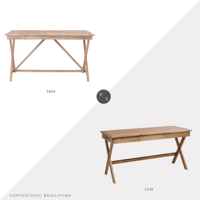 Daily Find: Pottery Barn Jessie Reclaimed Wood Desk vs. World Market Campaign Desk, campaign desk look for less, copycatchic luxe living for less, budget home decor and design, daily finds, home trends, sales, budget travel and room redos
