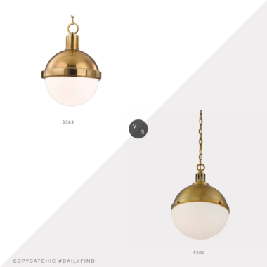 Daily Find: Bellacor Hudson Valley Lambert AgedBrass Pendant vs. Wayfair Breakwater Bay Landrum 2-Light Single Globe Pendant, brass light fixture look for less, copycatchic luxe living for less, budget home decor and design, daily finds, home trends, sales, budget travel and room redos