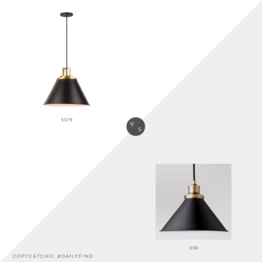Daily Find: Rejuvenation Butte Cone Aged Brass Pendant vs. Target Threshold Crosby Small Pendant Ceiling Light, black cone light look for less, copycatchic luxe living for less, budget home decor and design, daily finds, home trends, sales, budget travel and room redos