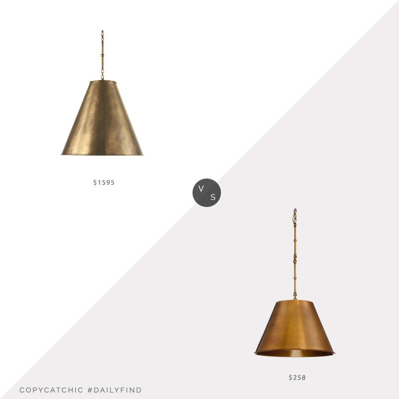 Daily Find: Williams Sonoma Garrison Pendant, Antique Brass vs. Home Depot Filament Design 1-Light Warm Brass Pendant, brass light fixture look for less, copycatchic luxe living for less, budget home decor and design, daily finds, home trends, sales, budget travel and room redos
