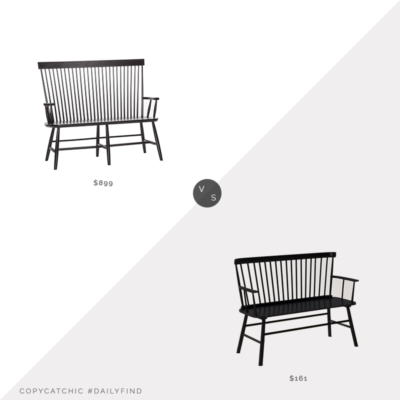 Dail Find: Rejuvenation High Back Bench vs. Wayfair Carnany Lower Wood Bench, black spindle bench look for less, copycatchic luxe living for less, budget home decor and design, daily finds, home trends, sales, budget travel and room redos