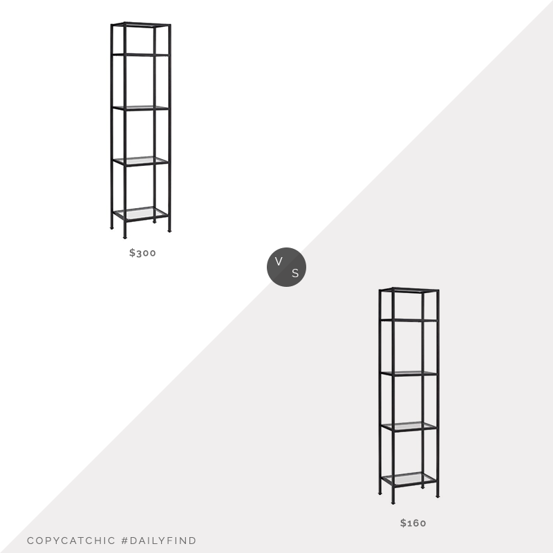 Daily Find: World Market Bronze Milayan Etagere Shelf vs. Birch Lane Legette Etagere Bookcase, metal glass etagere look for less, copycatchic luxe living for less, budget home decor and design, daily finds, home trends, sales, budget travel and room redos