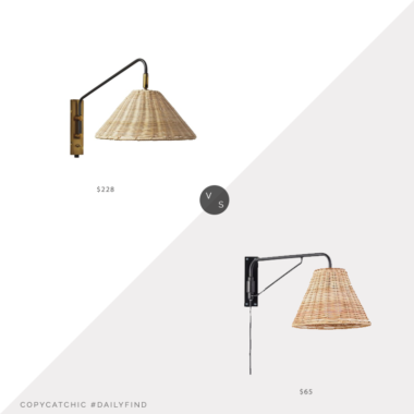 Daily Find: Serena and Lily Flynn Single Wall Sconce vs. World Market Black Metal Wicker Adjustable Wall Sconce, wicker sconce look for less, copycatchic luxe living for less, budget home decor and design, daily finds, home trends, sales, budget travel and room redos
