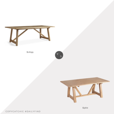 Daily Find: Wisteria White Oak Architect's Dining Table vs. World Market Wood Leona Farmhouse Extension Dining Table, trestle dining table look for less, copycatchic luxe living for less, budget home decor and design, daily finds, home trends, sales, budget travel and room redos