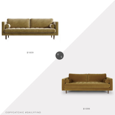 Daily Find: Rove Concepts Luca Sofa vs. Article Sven Sofa, mustard sofa look for less, copycatchic luxe living for less, budget home decor and design, daily finds, home trends, sales, budget travel and room redos