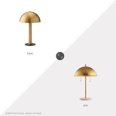 Daily Find: Schoolhouse Sidnie Lamp vs. Jonathan Y Ella Dome Table Lamp, brass table lamp look for less, copycatchic luxe living for less, budget home decor and design, daily finds, home trends, sales, budget travel and room redos