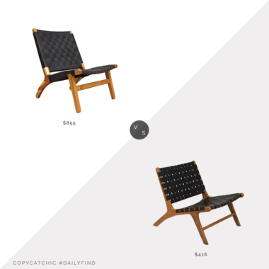Daily Find: Houzz Black Leather Teak Lounge Chair vs. Houzz Marty Accent Chair in Black/Natural, leather strap chair look for less, copycatchic luxe living for less, budget home decor and design, daily finds, home trends, sales, budget travel and room redos