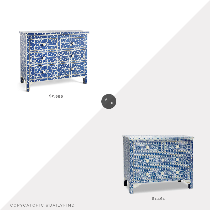 Daily Find: Wisteria Sapphire Bone Inlay Moroccan Chest vs. Bohemian Artifacts Bone Inlay Dresser, inlay dresser look for less, inlay chest look for less, copycatchic luxe living for less, budget home decor and design, daily finds, home trends, sales, budget travel and room redos