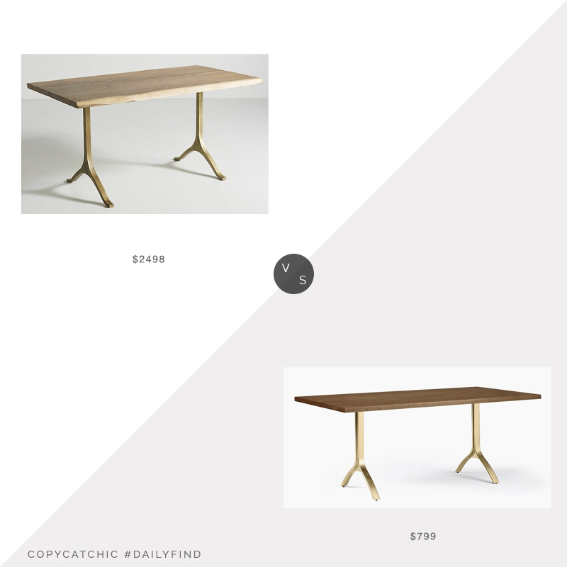 Daily Find: Anthropologie Nemus Dining Table vs. West Elm Avery Wishbone Dining Table, wood dining table brass legs look for less, copycatchic luxe living for less, budget home decor and design, daily finds, home trends, sales, budget travel and room redos