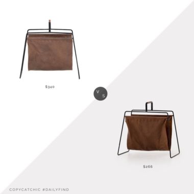 Daily Find: Burke Decor Aesop Magazine Rack vs. Wayfair Aiden Magazine Rack, leather magazine rack look for less, copycatchic luxe living for less, budget home decor and design, daily finds, home trends, sales, budget travel and room redos