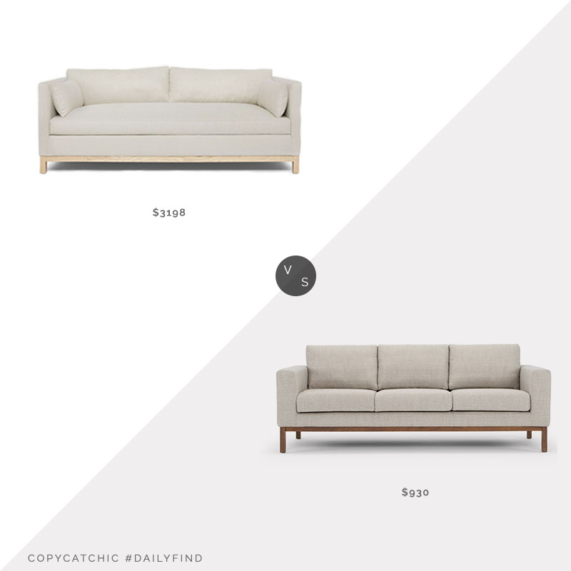 Daily Find: Lulu and Georgia Hollingworth Sofa vs. Wayfair Catalina Sofa, sofa wood base look for less, copycatchic luxe living for less, budget home decor and design, daily finds, home trends, sales, budget travel and room redos