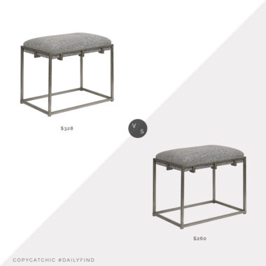 Daily Find: Build.com Uttermost Edie Framed Bench vs. Wayfair Hoise of Hampton Surya Stool, gray metal stool look for less, copycatchic luxe living for less, budget home decor and design, daily finds, home trends, sales, budget travel and room redos