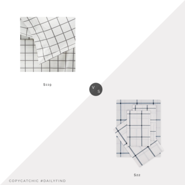 Daily Find: Crate and Barrel Organic Grid Sheets vs. Stein Mart 4 Piece Modern Farmhouse Grid Sheet Set, grid sheets look for less, copycatchic luxe living for less, budget home decor and design, daily finds, home trends, sales, budget travel and room redos