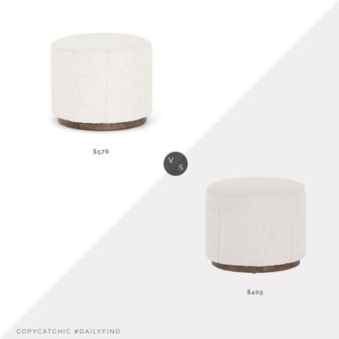 Daily Find: Houzz Cristoforo 22" Ottoman vs. McGee and Co. Dawson 22" Ottoman, round white ottoman look for less, copycatchic luxe living for less, budget home decor and design, daily finds, home trends, sales, budget travel and room redos