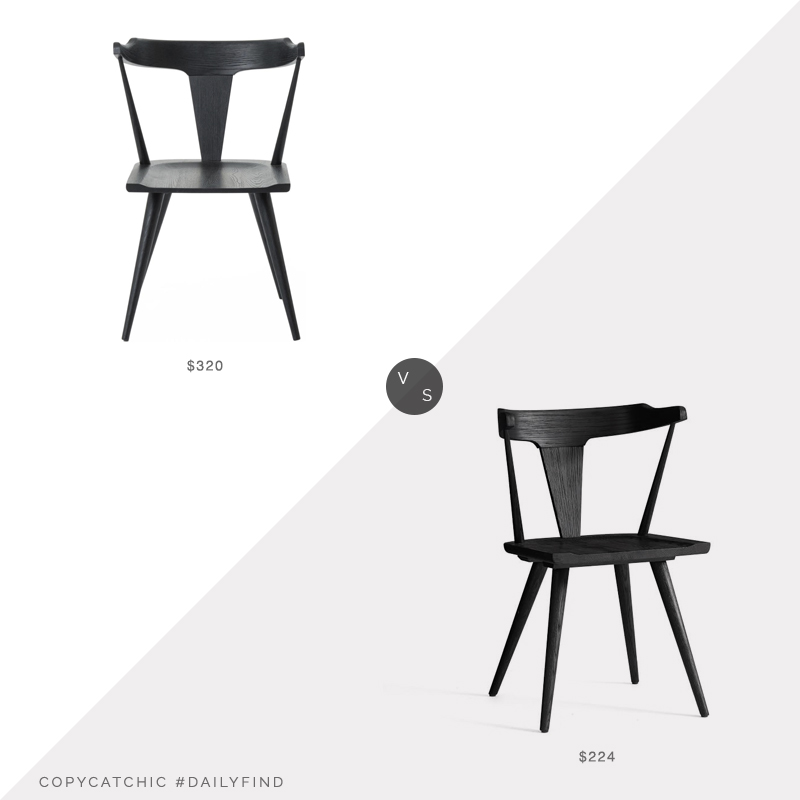 Daily Find: Kathy Kuo Black Oak Barrel Back Chair vs. Pottery Barn Westan Dining Chair, black wood dining chair look for less, copycatchic luxe living for less, budget home decor and design, daily finds, home trends, sales, budget travel and room redos