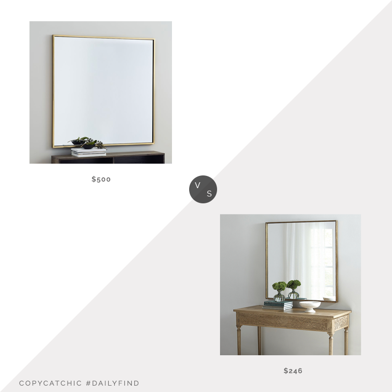 Daily Find: West Elm Metal Frame Square Mirror vs. Ballard Designs Jolan Square Mirror, square mirror look for less, copycatchic luxe living for less, budget home decor and design, daily finds, home trends, sales, budget travel and room redos