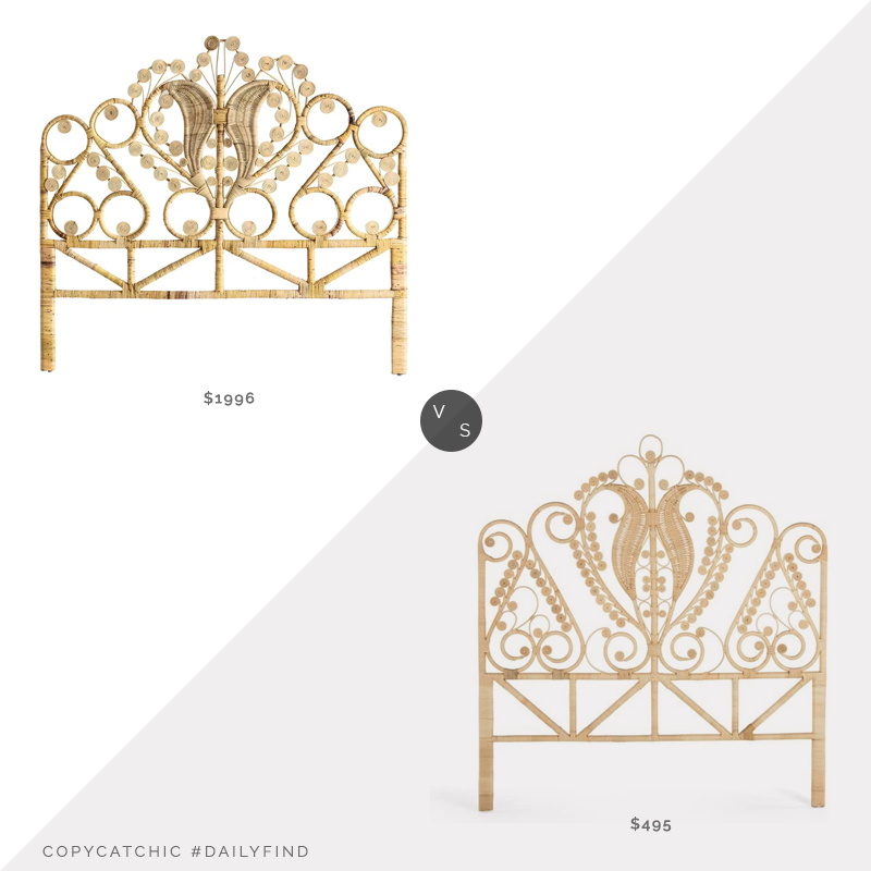 Daily Find: 1st Dibs Rattan and Wicker Queen Size Headboard vs. Amazon Kouboo Peacock Rattan Headboard, Queen Size, Natural Color, rattan headboard look for less, copycatchic luxe living for less, budget home decor and design, daily finds, home trends, sales, budget travel and room redos