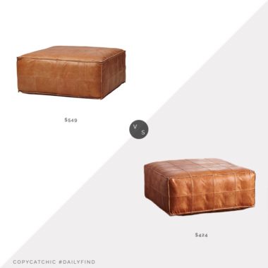 Daily Find: CB2 Leather Ottoman vs. Etsy Leather Ottoman, leather pouf look for less, copycatchic luxe living for less, budget home decor and design, daily finds, home trends, sales, budget travel and room redos