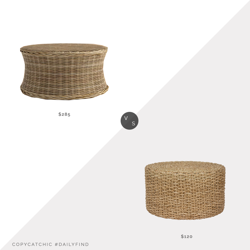 Daily Find: Joss and Main Benicio Coffee Table vs. Walmart Rush Grass Knot Work Coffee Table/Ottoman, woven coffee table look for less, copycatchic luxe living for less, budget home decor and design, daily finds, home trends, sales, budget travel and room redos