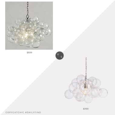 Daily Find: Pottery Barn Ramona Recycled Glass Chandelier vs. World Market Clear Blown Glass Bubble Pendant Lamp, bubble chandelier look for less, copycatchic luxe living for less, budget home decor and design, daily finds, home trends, sales, budget travel and room redos