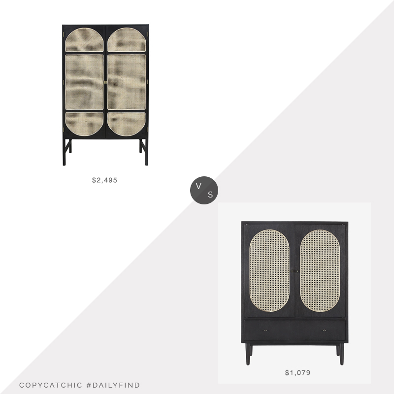 Daily Find: HK Living Retro Webbing Wardrobe Cabinet vs. Beam Bauer Bar Cabinet, cane cabinet look for less, copycatchic luxe living for less, budget home decor and design, daily finds, home trends, sales, budget travel and room redos
