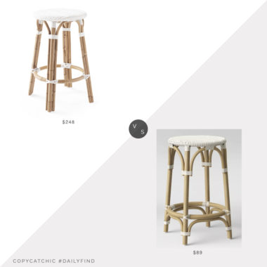 Daily Find: Serena and Lily Riviera Backless Barstool vs. Target Perry Rattan Backless Woven Barstool, riviera stool look for less, copycatchic luxe living for less, budget home decor and design, daily finds, home trends, sales, budget travel and room redos