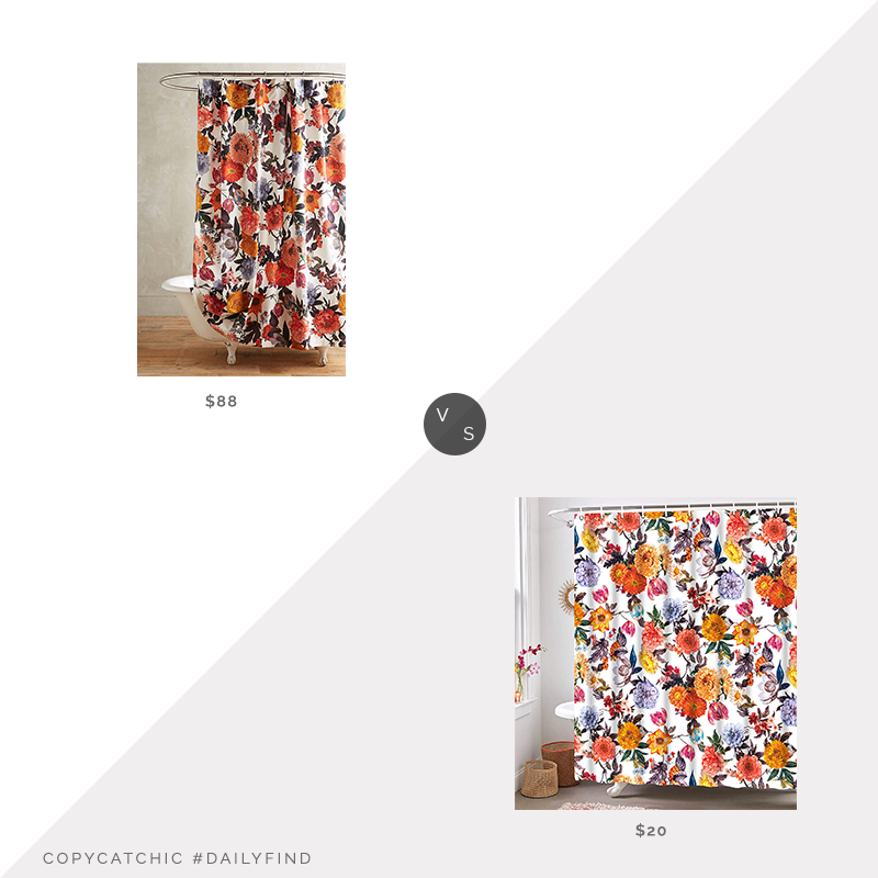 Daily Find: Anthropologie Agneta Shower Curtain vs. Amazon Neasow Boho Floral Shower Curtain with Hooks, floral shower curtain look for less, copycatchic luxe living for less, budget home decor and design, daily finds, home trends, sales, budget travel and room redos