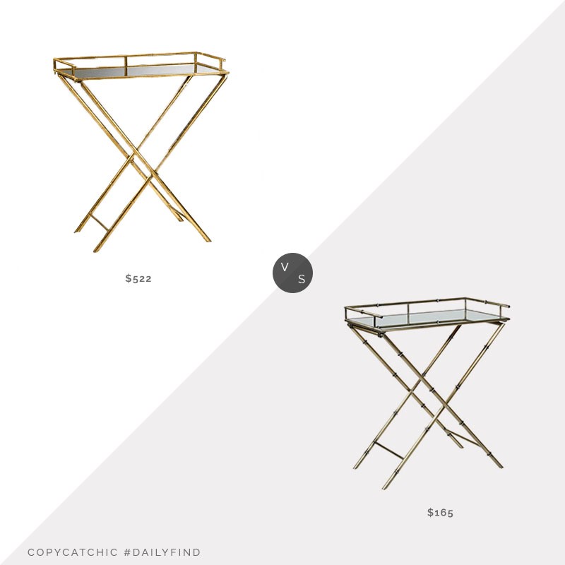 Daily Find: Cyan Design Gold Bamboo Tray Table vs. Wayfair Georgii Bar Tray, gold side table look for less, copycatchic luxe living for less, budget home decor and design, daily finds, home trends, sales, budget travel and room redos