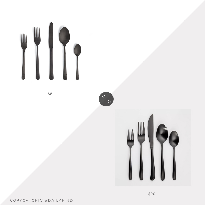 Daily Find: Design Within Reach Almoco Flatware vs. Target Threshold Kayden Silverware, black flatware look for less, copycatchic luxe living for less, budget home decor and design, daily finds, home trends, sales, budget travel and room redos