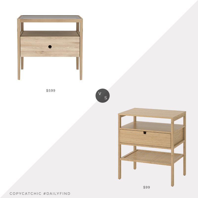 Daily Find: Modern Planet Ethnicraft Spindle Bedside Table vs. Ikea Nordkisa Nightstand, light wood nightstand look for less, copycatchic luxe living for less, budget home decor and design, daily finds, home trends, sales, budget travel and room redos