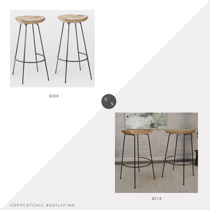 Daily Find: West Elm Alden Bar Stool Set of 2 vs. Hayneedle Granger Bar Stool Set of 2, wood metal bar stool look for less, copycatchic luxe living for less, budget home decor and design, daily finds, home trends, sales, budget travel and room redos