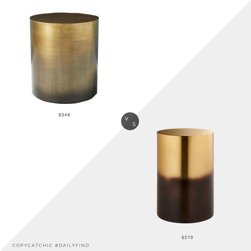 Daily Find: Anthropologie Almandine Ombre Drum Side Table vs. CB2 Winston Round Ombre Side Table, gold drum side table look for less, copycatchic luxe living for less, budget home decor and design, daily finds, home trends, sales, budget travel and room redos