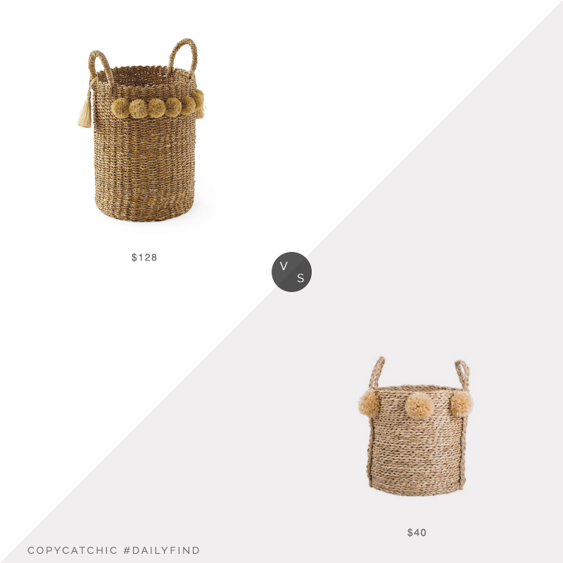 Daily Find: Serena and Lily Big Sur Basket vs. Bed Bath & Beyond Bee & Willow Home Large Seagrass Pom Pom Basket, pom pom basket look for less, copycatchic luxe living for less, budget home decor and design, daily finds, home trends, sales, budget travel and room redos