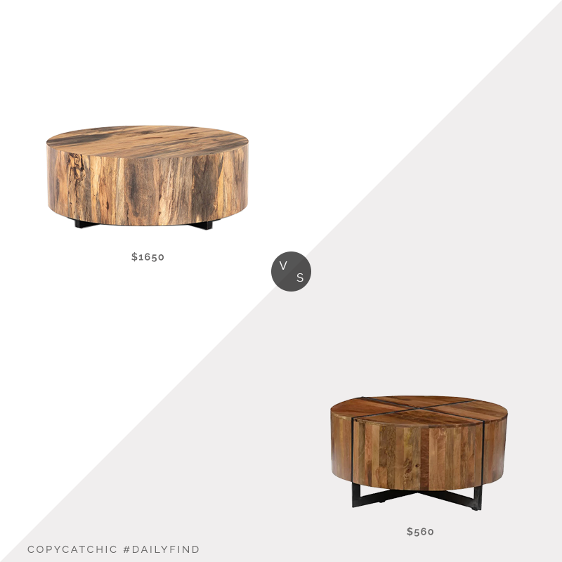 Daily Find: Lulu & Georgia Boni Round Coffee Table vs. All Modern Reiban Coffee Table, wood and metal coffee table look for less, copycatchic luxe living for less, budget home decor and design, daily finds, home trends, sales, budget travel and room redos