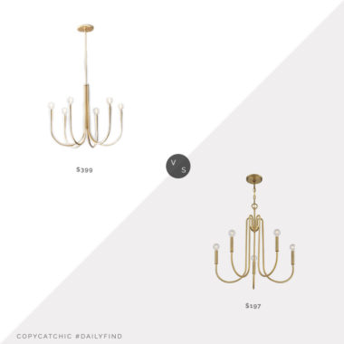 Daily Find: West Elm Swoop Arm Chandelier vs. Joss & Main Delgado 5-Light Chandelier, brass chandelier look for less, copycatchic luxe living for less, budget home decor and design, daily finds, home trends, sales, budget travel and room redos