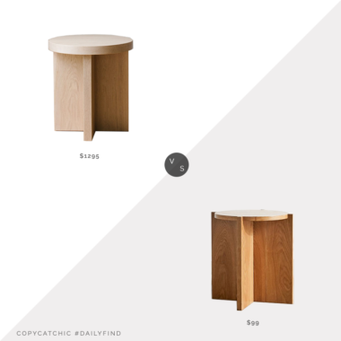 Daily Find: Jenni Kayne Small Oak Side Table vs. Urban Outfitters Astrid Round Side Table, oak side table look for less, copycatchic luxe living for less, budget home decor and design, daily finds, home trends, sales, budget travel and room redos