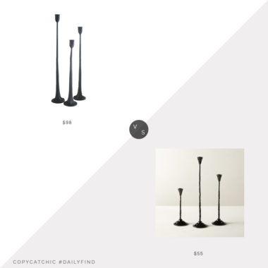 Daily Find: High Street Market Hand Forged Candlesticks vs. CB2 Rho Black Tapered Candle Holder, black candle holders look for less, copycatchic luxe living for less, budget home decor and design, daily finds, home trends, sales, budget travel and room redos