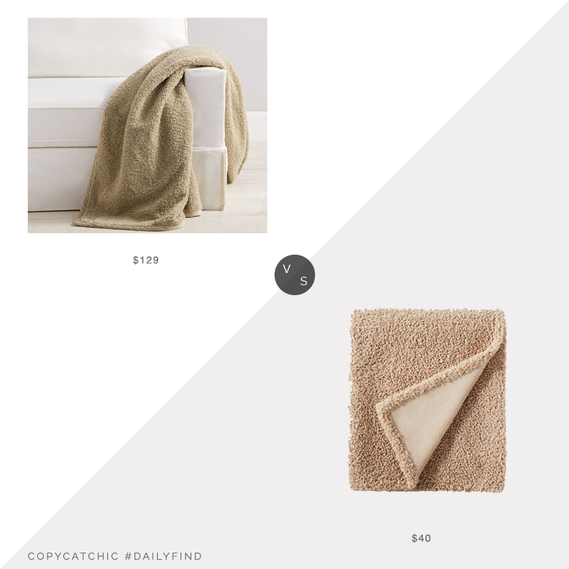 Daily Find: Pottery Barn Cozy Teddy Faux Fur Throw vs. Target Threshold Designed with Studio McGee Boucle Throw Blanket with Plush Reverse, teddy bear fur throw look for less, copycatchic luxe living for less, budget home decor and design, daily finds, home trends, sales, budget travel and room redos