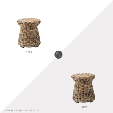 Daily Find: Pottery Barn Rattan 20" Round End Table vs. Wayfair Drum End Table, rattan side table look for less, copycatchic luxe living for less, budget home decor and design, daily finds, home trends, sales, budget travel and room redos