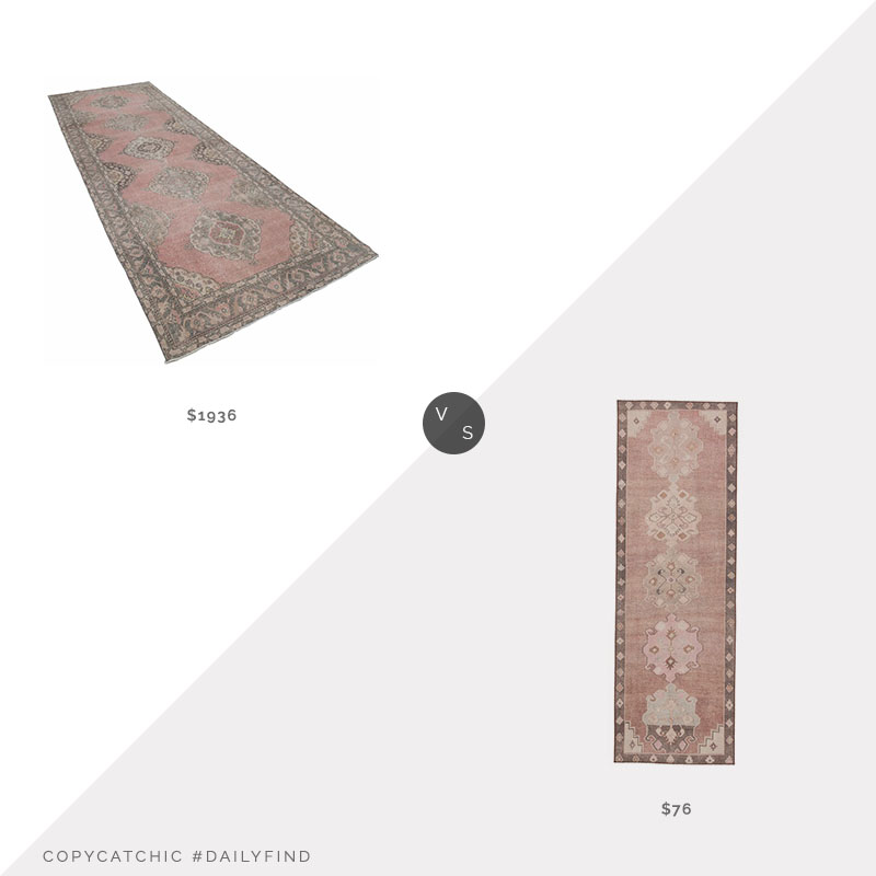 Daily Find: Perigold Hand-Knotted Vintage Runner vs. Wayfair Foundry Select Guiterrez Runner, pink rug look for less, copycatchic luxe living for less, budget home decor and design, daily finds, home trends, sales, budget travel and room redos