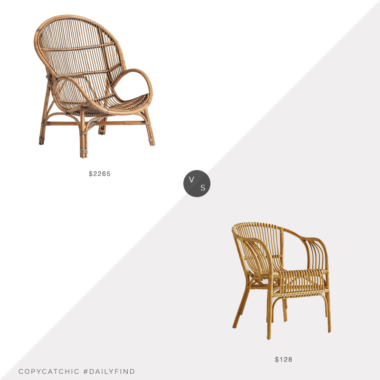 Daily Find: 1st Dibs Rattan Midcentury Style Armchair vs. Anthropologie Pari Rattan Chair, rattan armchair look for less, copycatchic luxe living for less, budget home decor and design, daily finds, home trends, sales, budget travel and room redos