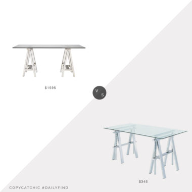 Daily Find: Williams Sonoma Mason Glass Top Desk vs. Home Depot Benjara Rectangular Writing Desk, glass desk look for less, copycatchic luxe living for less, budget home decor and design, daily finds, home trends, sales, budget travel and room redos