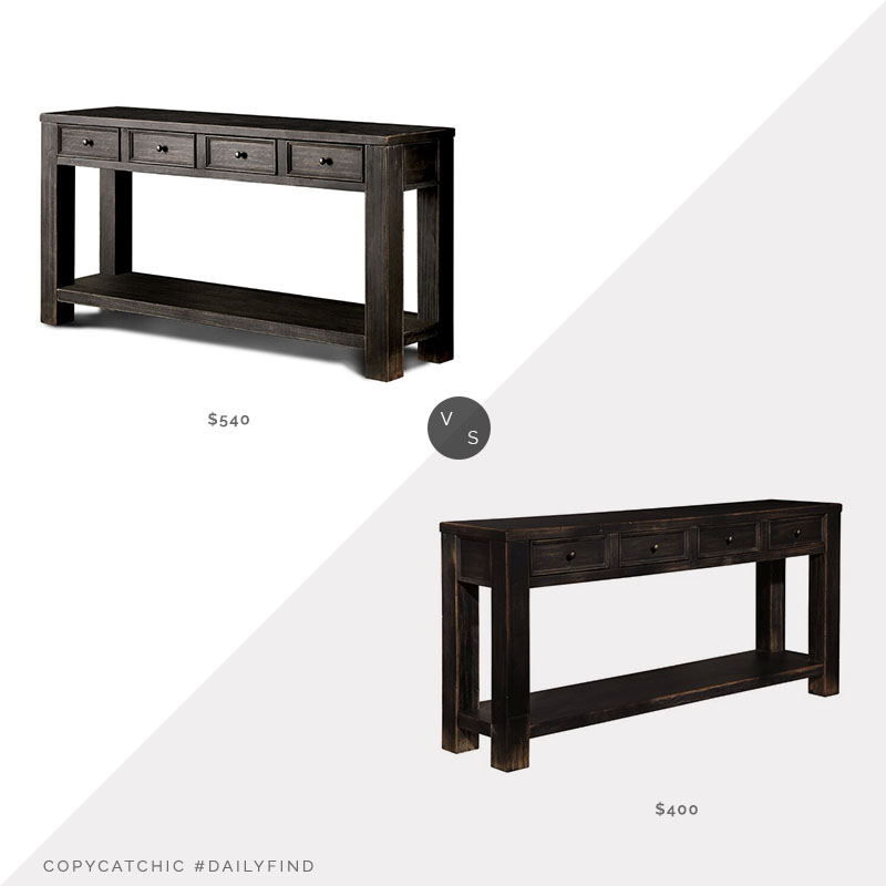 Daily Find: Joss & Main Rentz Console Table vs. Wayfair Calvin Console Table, black wood console table look for less, copycatchic luxe living for less, budget home decor and design, daily finds, home trends, sales, budget travel and room redos