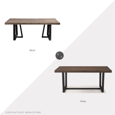 Daily Find: Joss & Main Stephen Pine Solid Wood Dining Table vs. Wayfair Minerva Pine Solid Wood Dining Table, wood dining table metal base look for less, copycatchic luxe living for less, budget home decor and design, daily finds, home trends, sales, budget travel and room redos