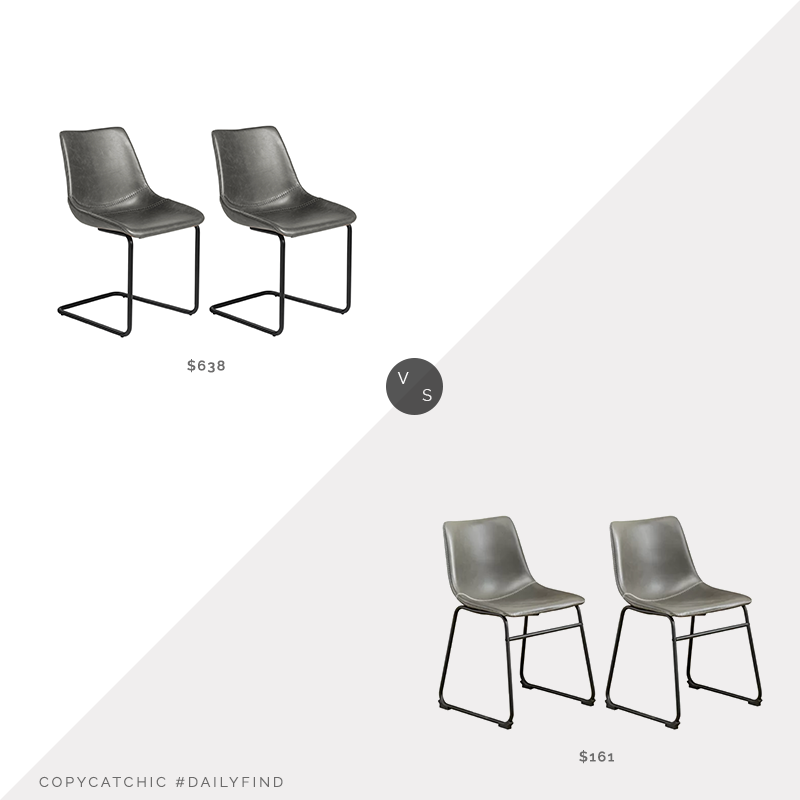 Daily Find: Inmod Flynn Side Chairs (set of 2) vs. Wayfair Bamey Upholstered Side Chairs (set of 2), gray leather dining chairs look for less, copycatchic luxe living for less, budget home decor and design, daily finds, home trends, sales, budget travel and room redos